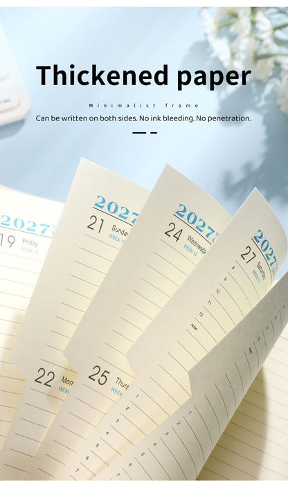 📅 2027 Deluxe Daily Planner with Pen – Waterproof Cover & Color-Coded Index 🖊️