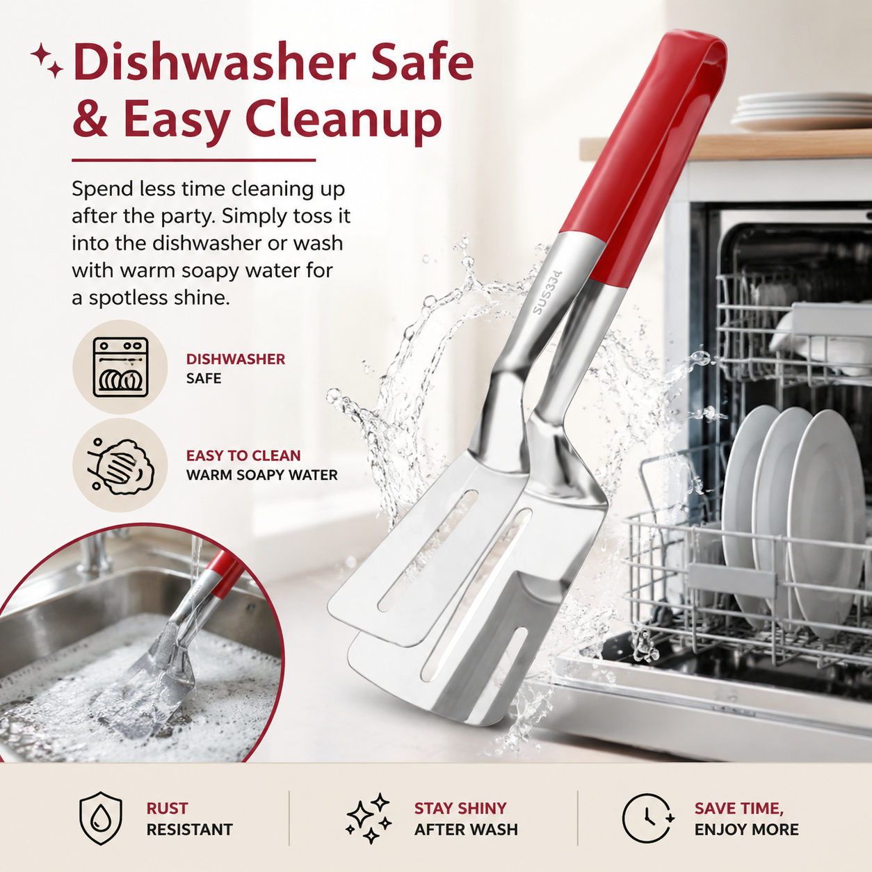 🛡️2-in-1 Stainless Steel Grill Tong &amp; Spatula
