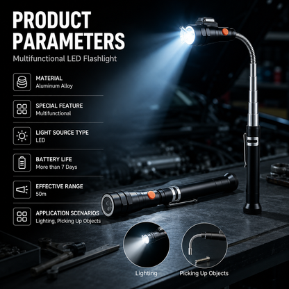Extendable LED Magnetic Pickup Flashlight For Repair & Men’s Gift