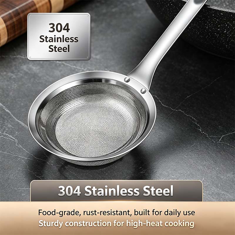 🍲304 Stainless Steel Fine Mesh Skimmer Spoons – Cleaner Broth & Easier Straining ✨