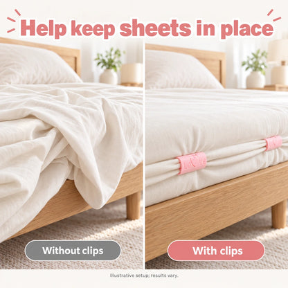 12-Pack Adjustable Bed Sheet Clips — Pin-Free Fasteners, Random Colors