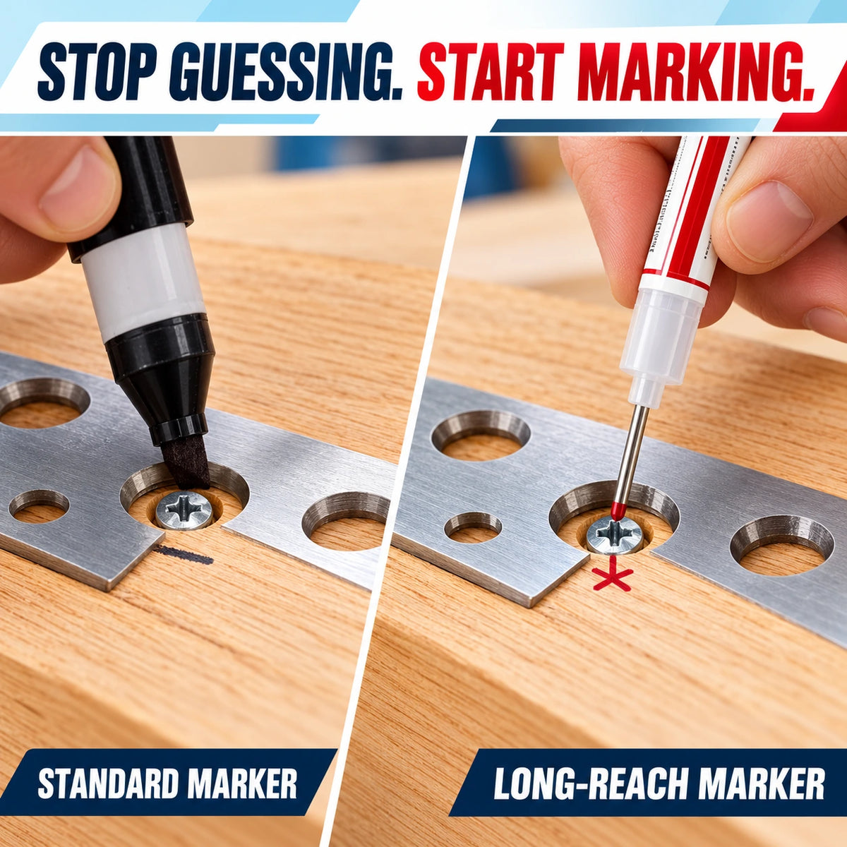 📏 5-Piece Long-Nose Deep-Hole Woodworking Marker Set