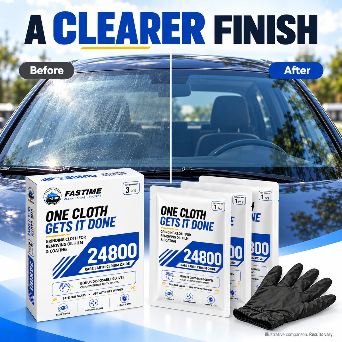 💧Windshield Oil Film & Water Spot Remover Cloths