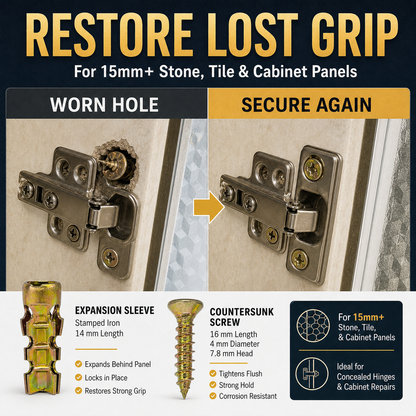 🔩Quick Repair Kit for Cabinet Door Hinge Screw Stripped Holes