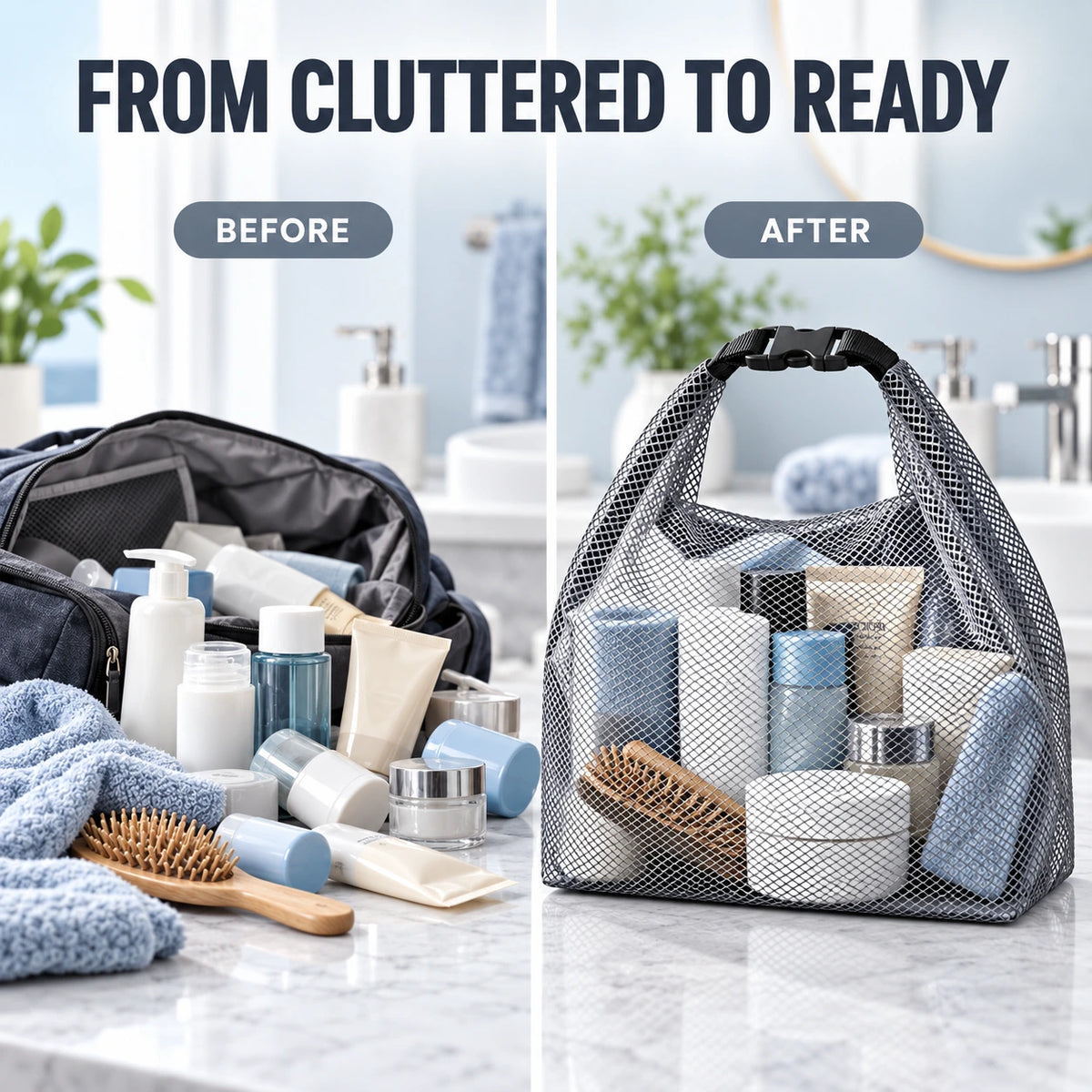 🧴Water-Resistant Travel Toiletry Caddy Set – Large & Small