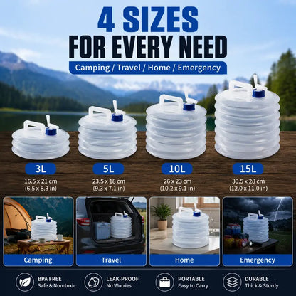 Portable, Leak-Proof, Foldable Water Storage Container