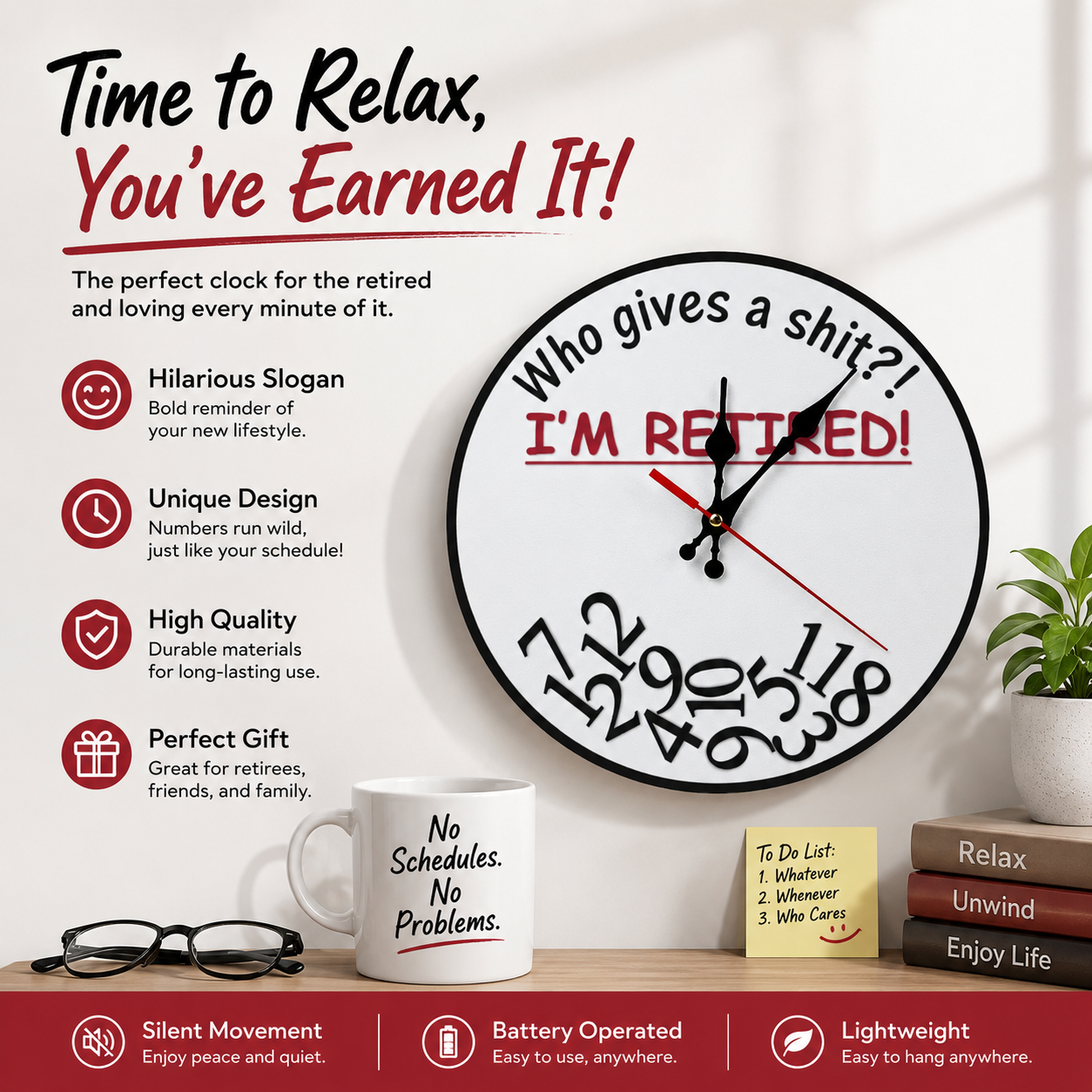 ⏰"Who Gives a Sh*t, I'm Retired!" Funny Wooden Wall Clock