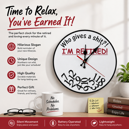 ⏰"Who Gives a Sh*t, I'm Retired!" Funny Wooden Wall Clock