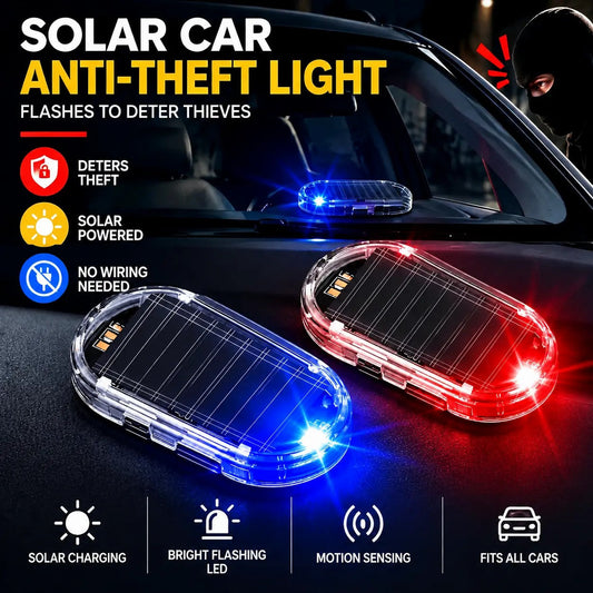 🚨 2-Pack Solar Powered Fake Car Alarm Light – Auto-Sensing LED Security Warning Light