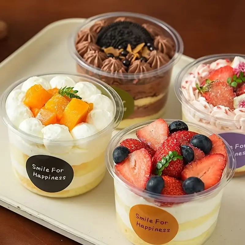 🧩10-piece set Round transparent plastic lid packaging box with spoon