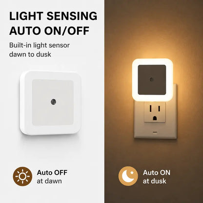 Creative Gift Intelligent LED Plug-in Energy-Saving Light-Controlling Night Light（4Pcs）