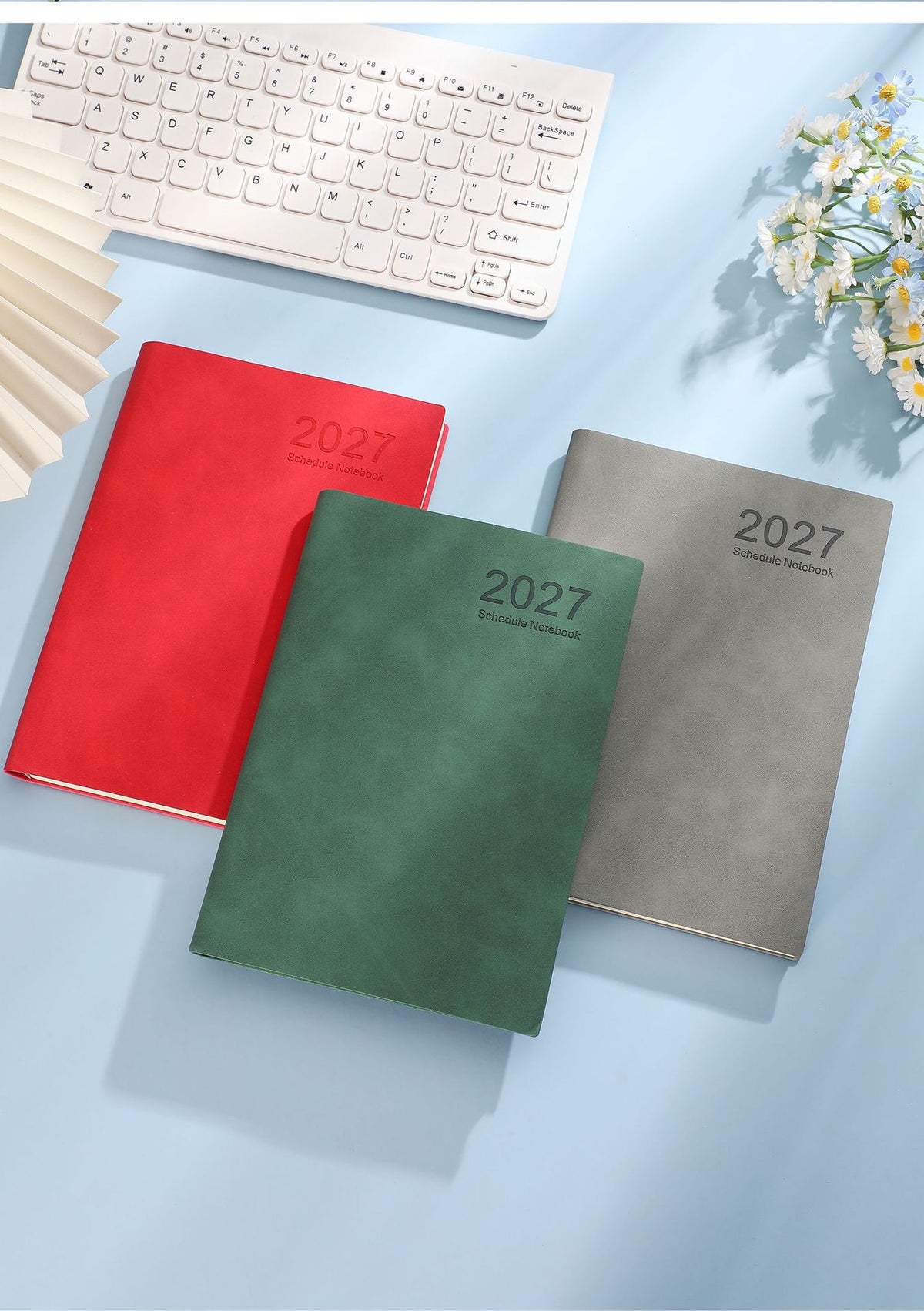 📅 2027 Deluxe Daily Planner with Pen – Waterproof Cover & Color-Coded Index 🖊️