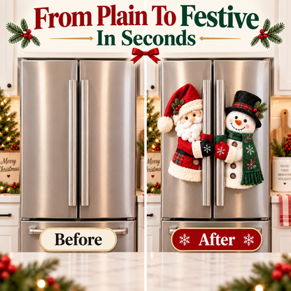 🎅⛄ Christmas Kitchen Handle Huggers – Santa & Snowman Holiday Decor 🎄