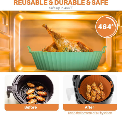 🍟 No More Scrubbing Your Air Fryer! 6-Piece Non-Stick Reusable Silicone Liners Set 🧽✨