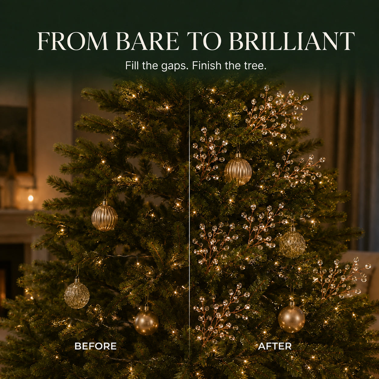 🌟 Elegant Crystal Beaded Branch Picks for Christmas Tree 💎 — Make Every Light Sparkle! 🎁