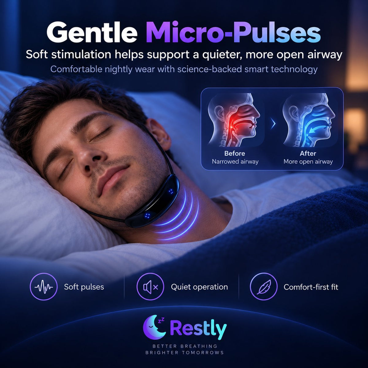 😴 Smart Electric Anti-Snore Device – Automatic Detection for Quiet Deep Sleep! 🌙