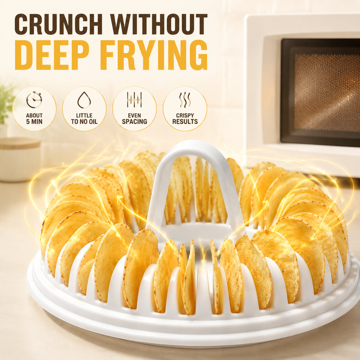 🥔 Crispy Chips in Just 5 Minutes — Zero Oil Required! DIY Microwave Potato Chip Maker Set 🍟✨