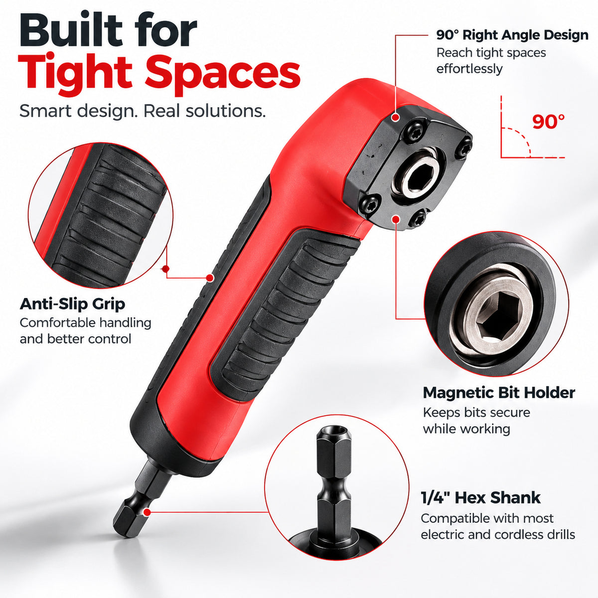 🔧 Reach Every Tight Corner — 90° Magnetic Right Angle Drill Adapter