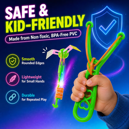 🌟 Light Up LED Flying Helicopter Set 🚀 | Glow Slingshot Rockets for Kids & Party Fun 🌙
