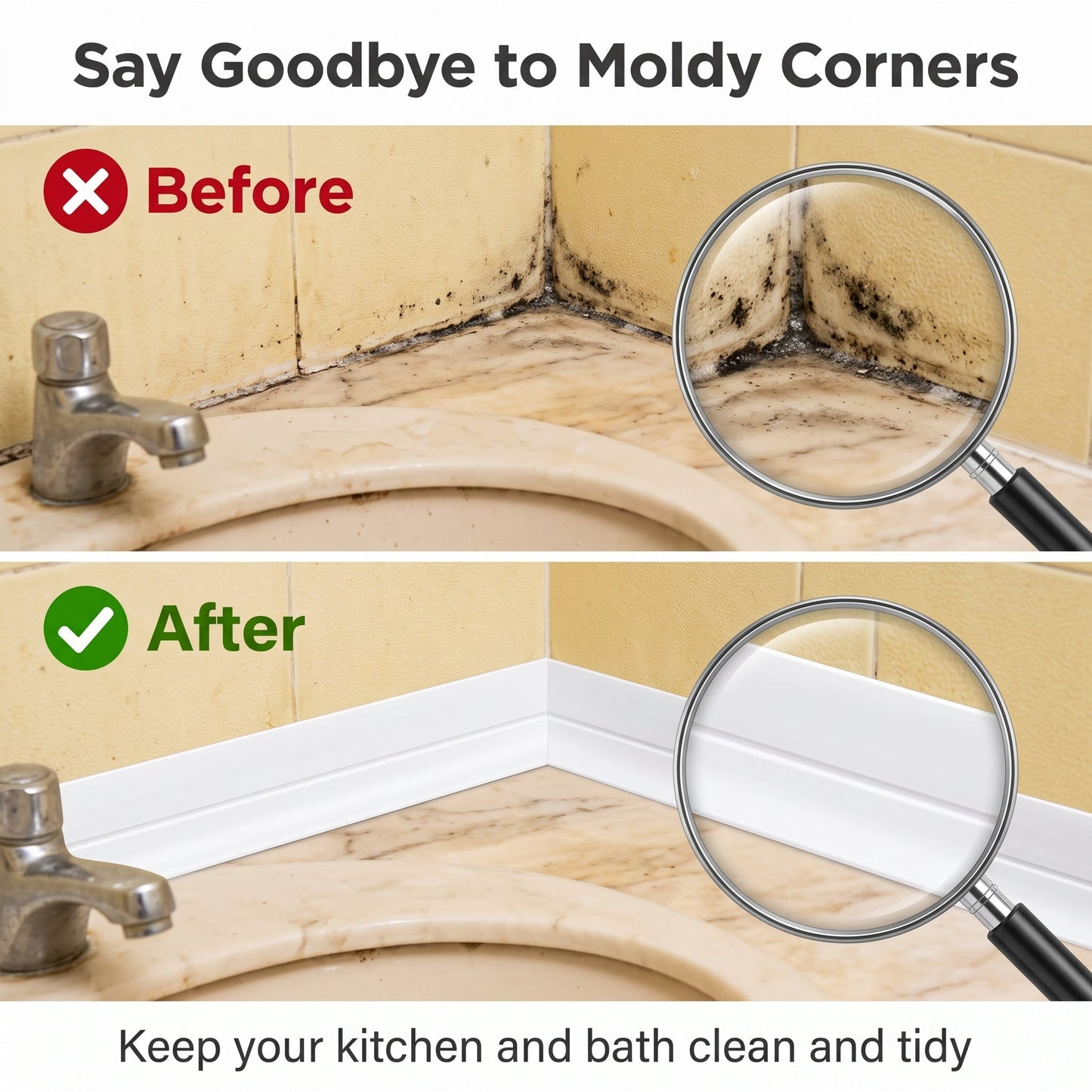 🔥 BUY 3 GET 1 FREE🚀 Instant Home Makeover — Peel & Stick Waterproof Caulk Tape for Sink & Tub 🛁✨
