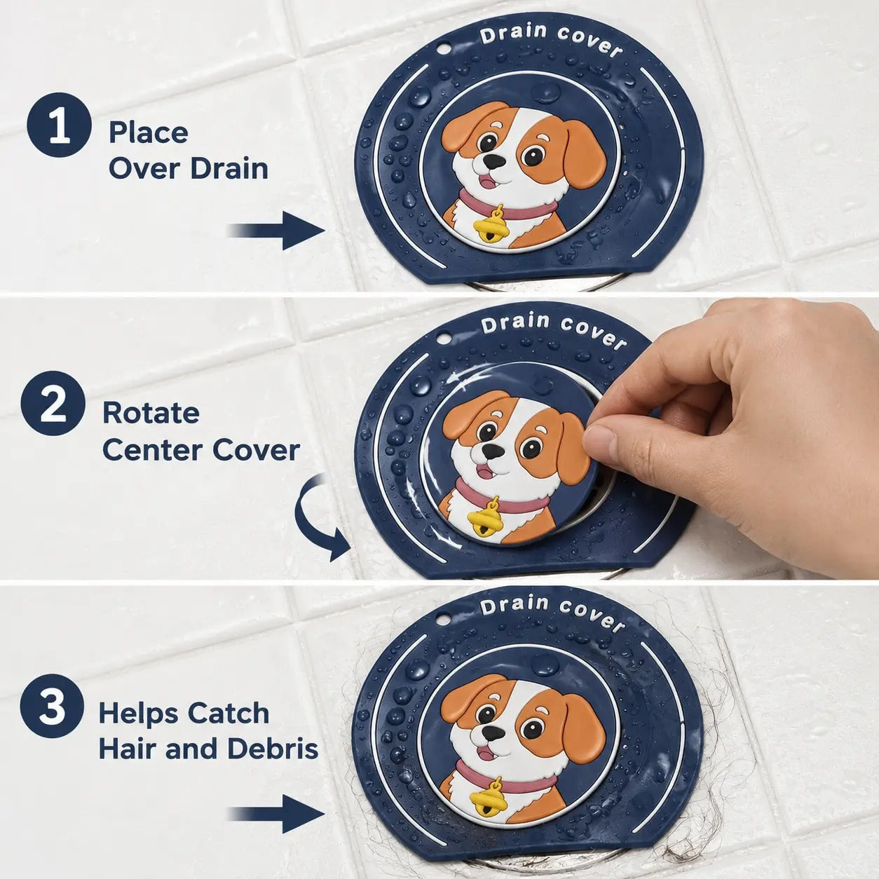 🚿 2-in-1 Silicone Drain Cover – Hair Catcher & Odor Blocker