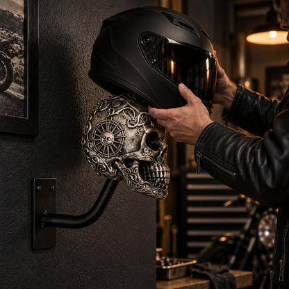 💀 Show Off Your Helmet in Style! Heavy-Duty Skull Helmet Holder & Wall Mount Display 🏍️🔥
