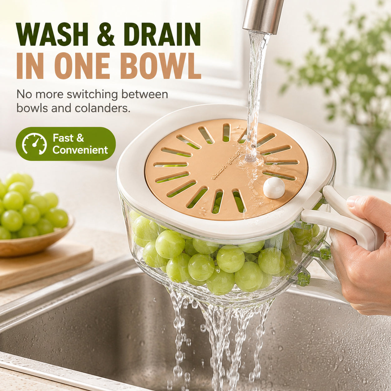 3-Pack Fruit & Vegetable Washing Bowl Set | Wash, Drain & Store 🥗✨