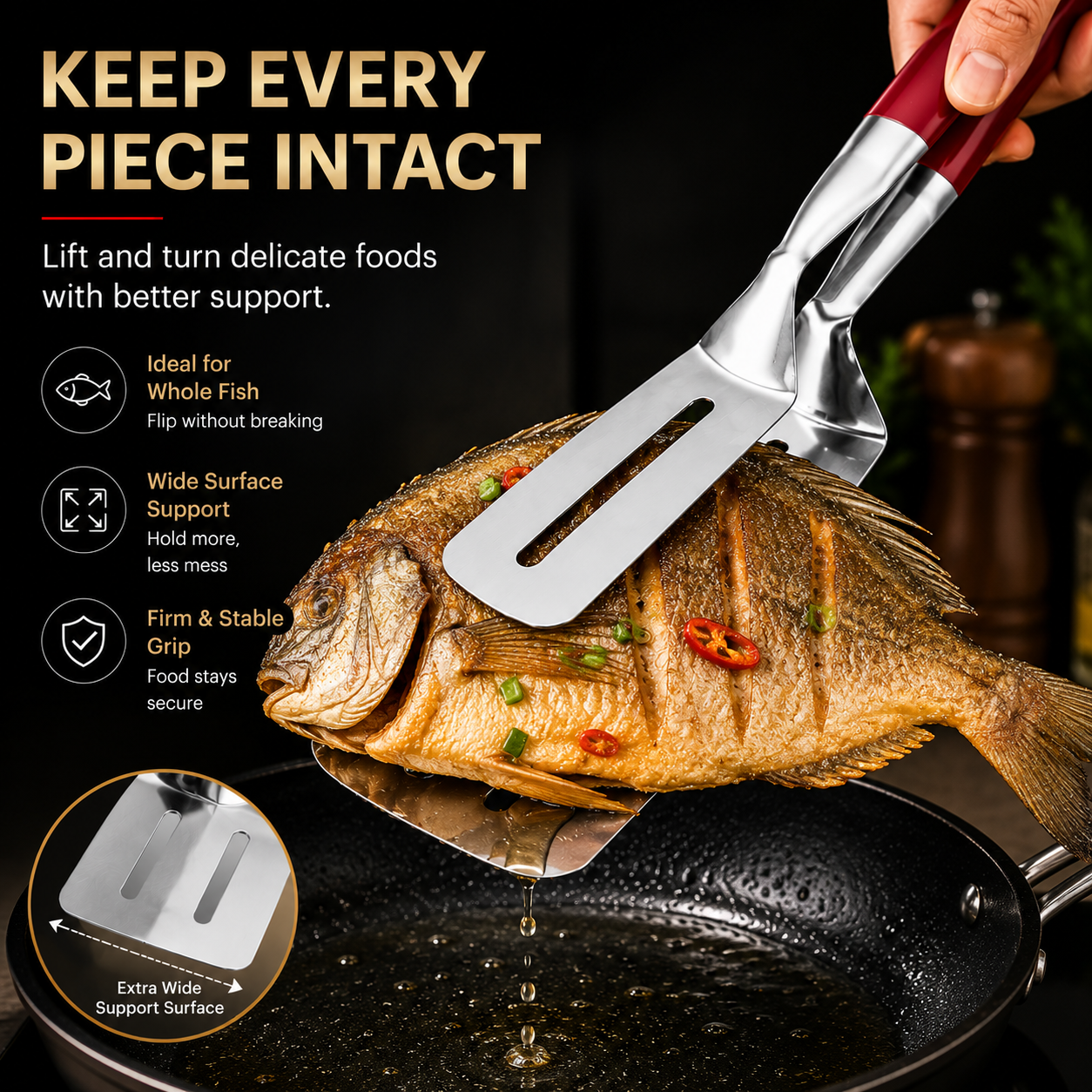 🍳 2-in-1 Stainless Steel Spatula Tongs | Flip, Grip & Serve with Ease