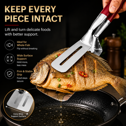 🍳 2-in-1 Stainless Steel Spatula Tongs | Flip, Grip & Serve with Ease