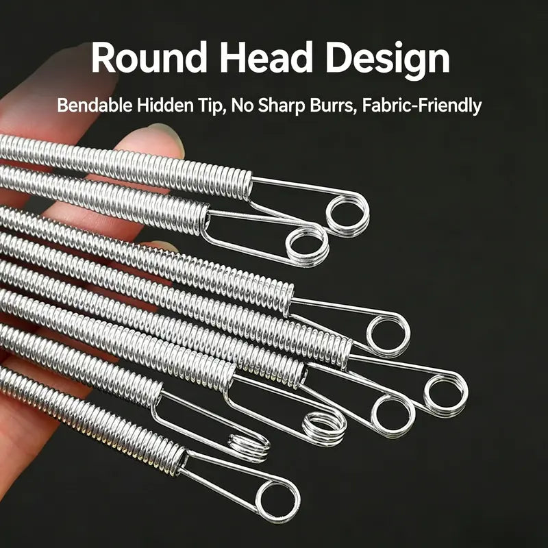 Spring-Loaded Drawstring Threader (2-Piece Set) — Easy Drawstring Replacement Tool for Hoodies and Pants