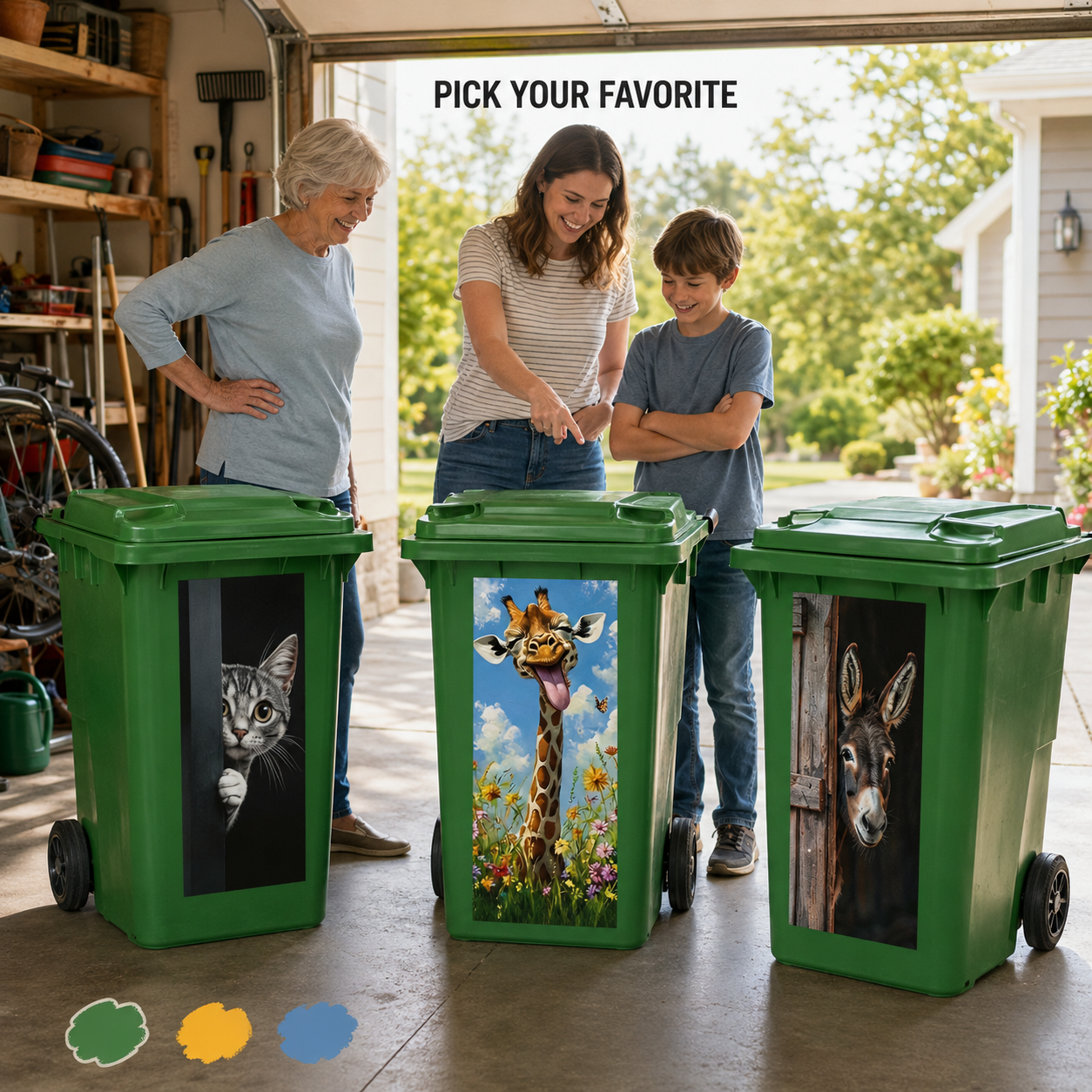 Creative Trash Can Sticker with Colourful Cartoon✨