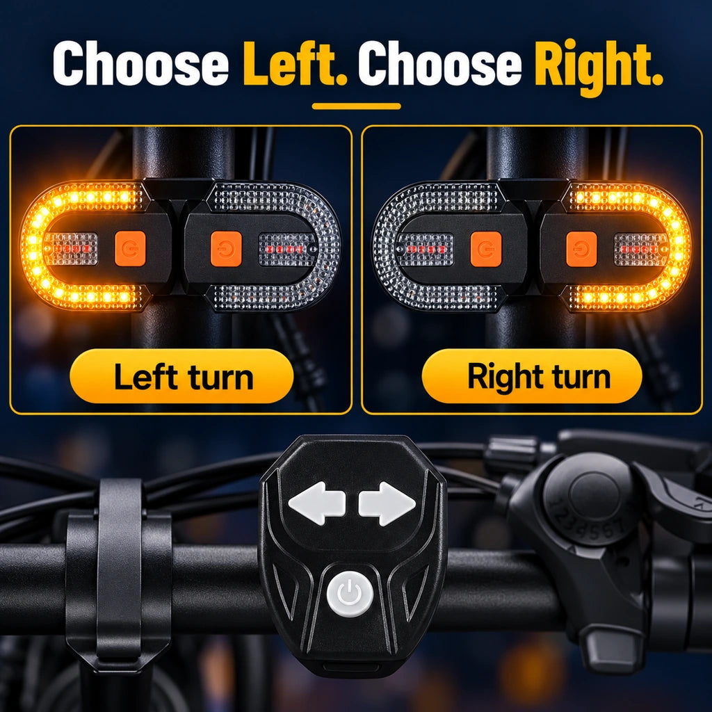 🚲Wireless Bike Turn Signal Tail Light with Handlebar Remote