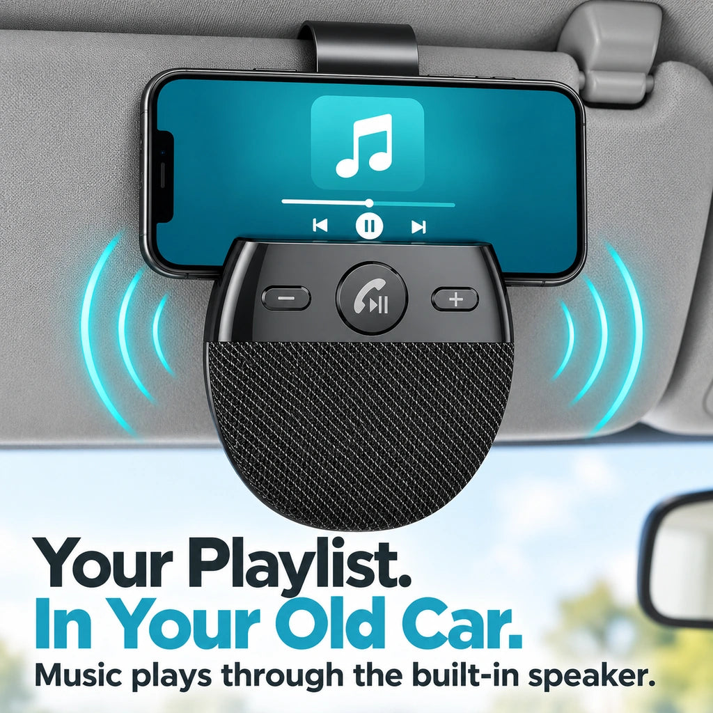 🚗 Bluetooth Car Speakerphone – Sun Visor Hands-Free Calling & Music for Cars Without Bluetooth