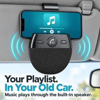 🚗 Bluetooth Car Speakerphone – Sun Visor Hands-Free Calling & Music for Cars Without Bluetooth
