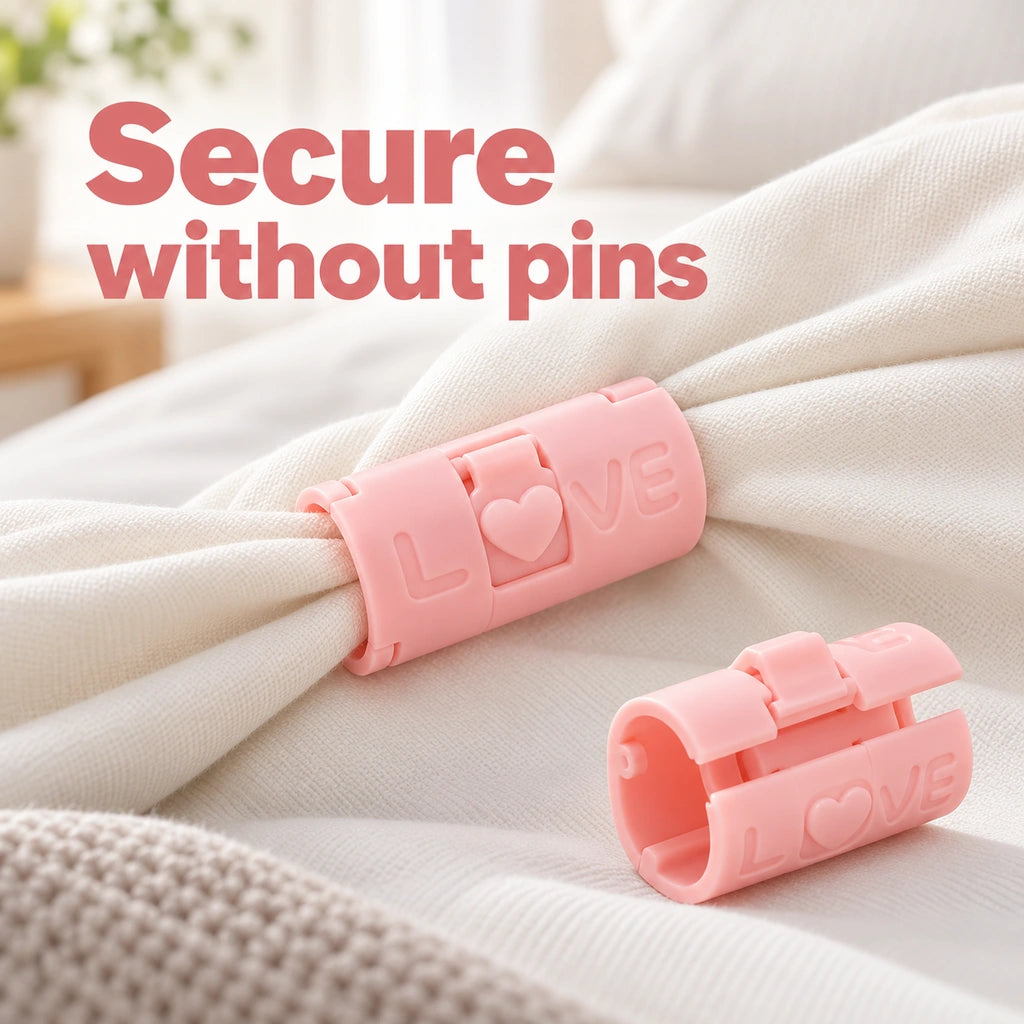 12-Pack Adjustable Bed Sheet Clips — Pin-Free Fasteners, Random Colors