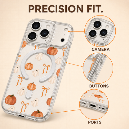 Ghost Pumpkin Orange Bow Watercolor Phone Case,Soft Fall Halloween Pattern