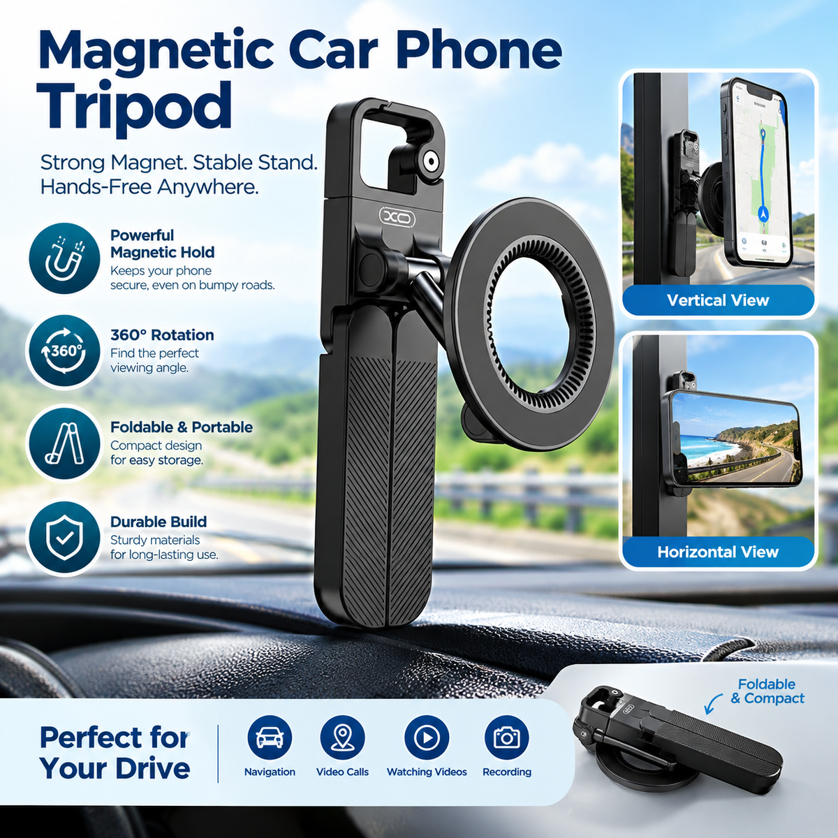 Magnetic Smartphone Holder - Foldable Dual-Sided Iron