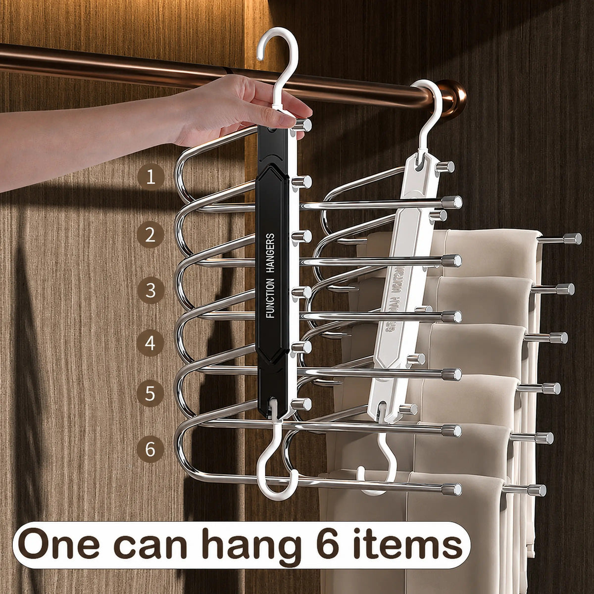 Space Saving 6-Layer Pants Hanger for Storage Organization