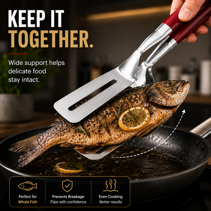 🍳 2-in-1 Stainless Steel Spatula Tongs | Flip, Grip & Serve with Ease
