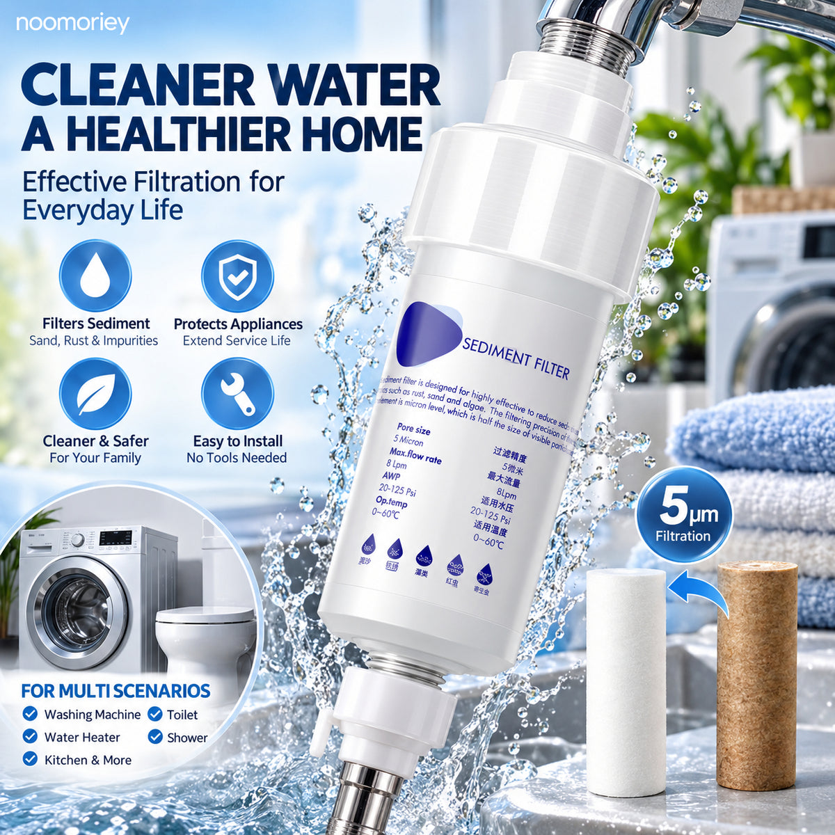 💧 5μm Sediment Water Filter – Cleaner Water, Better Appliance Protection