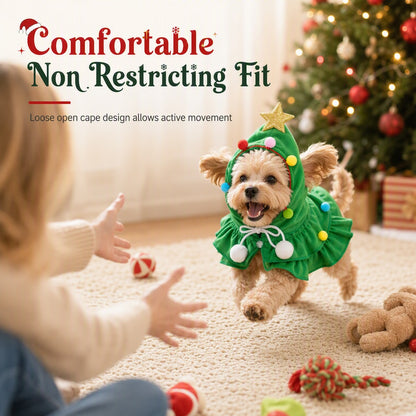 🎄Christmas Tree Pet Cloak Costume | Cute Hooded Dog & Cat Holiday Cape🐶