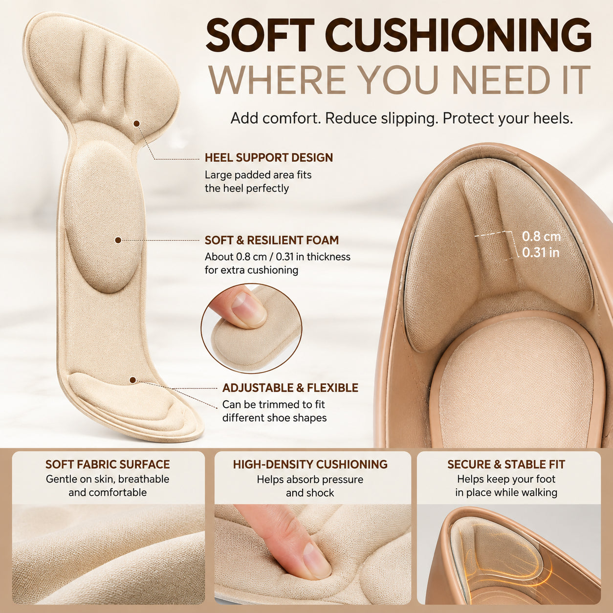 👠 10-Pair Pain-Free Heel Grips | Stop Shoes From Slipping & Blisters Fast ✨
