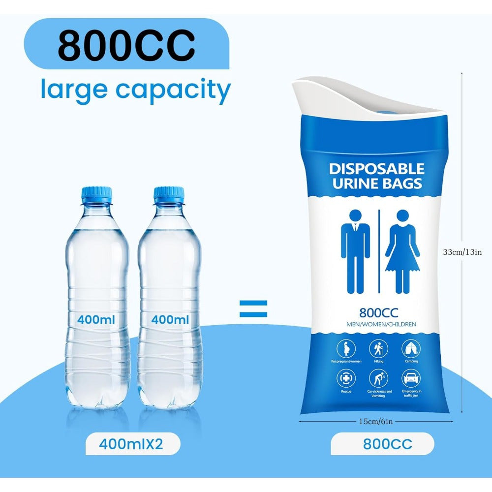 🚗 Traffic Jam Life-Saver | 12/24 Pcs Disposable Emergency Urine Bags (800ml), Portable Polymer Solidifying Vomit & Hygiene Bags for Camping & Travel ✨