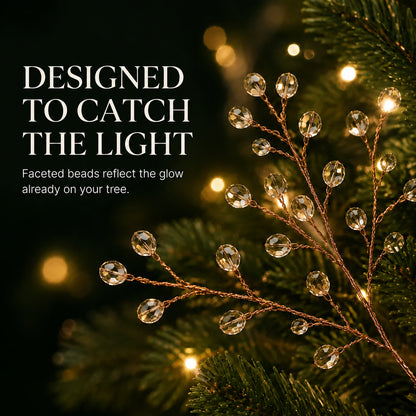 🌟 Elegant Crystal Beaded Branch Picks for Christmas Tree 💎 — Make Every Light Sparkle! 🎁