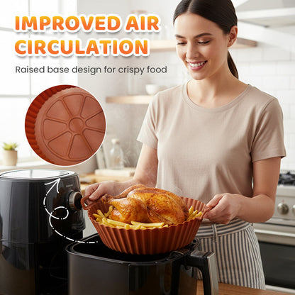 🍟 No More Scrubbing Your Air Fryer! 6-Piece Non-Stick Reusable Silicone Liners Set 🧽✨