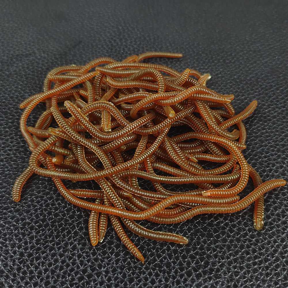 🎣 Shrimp-Scented Lifelike Earthworm Soft Fishing Lures – Flexible Ribbed Action, Glow Effect & 50-Piece Pack 🪱✨