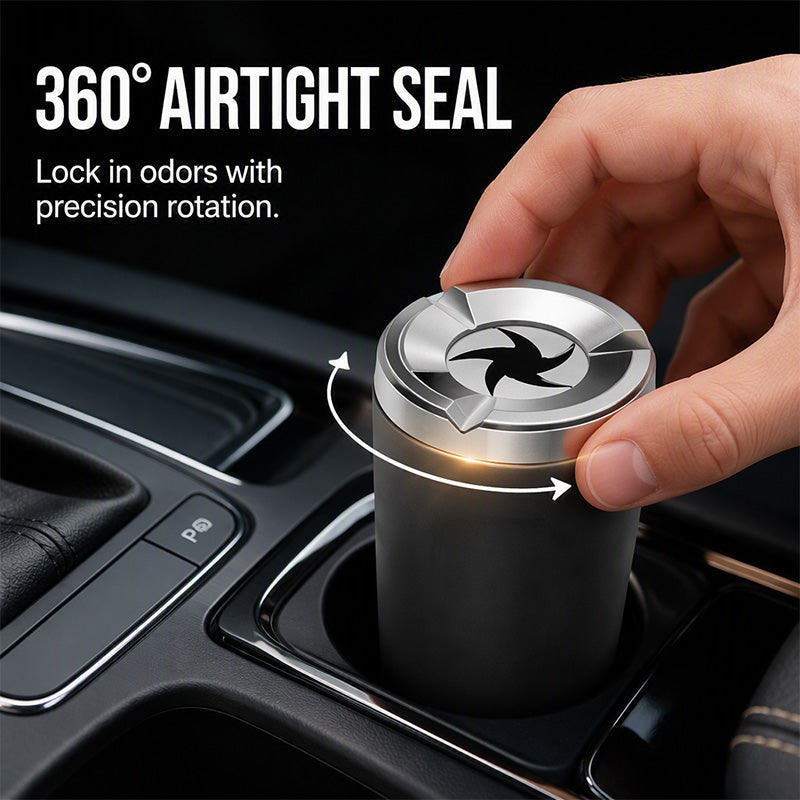 🌀 Rotating Lid Car Ashtray 🖤 Stylish Car Interior Ashtray
