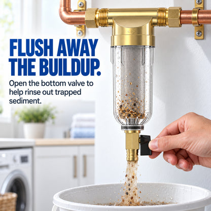 🚰 Reusable Spin-Down Sediment Water Filter – Fits 1/2", 3/4" & 1" Pipes 💧