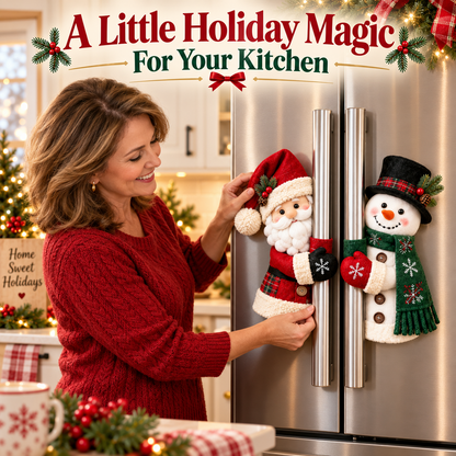 🎅⛄ Christmas Kitchen Handle Huggers – Santa & Snowman Holiday Decor 🎄