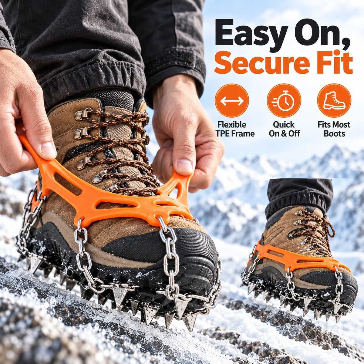 🏔️ Winter Grip You Can Trust! Aggressive Ice & Snow Crampons 🥾 Stainless Steel Spikes for Hiking ❄️